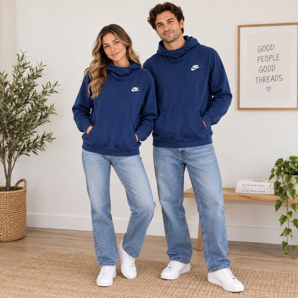 Nike Unisex Medium Royal Blue Funnel Neck Pullover Hoodie Sweatshirt